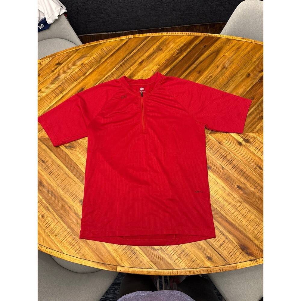 FOX AirCool Mountain Bike Jersey Large Red Half Zip Short Sleeve